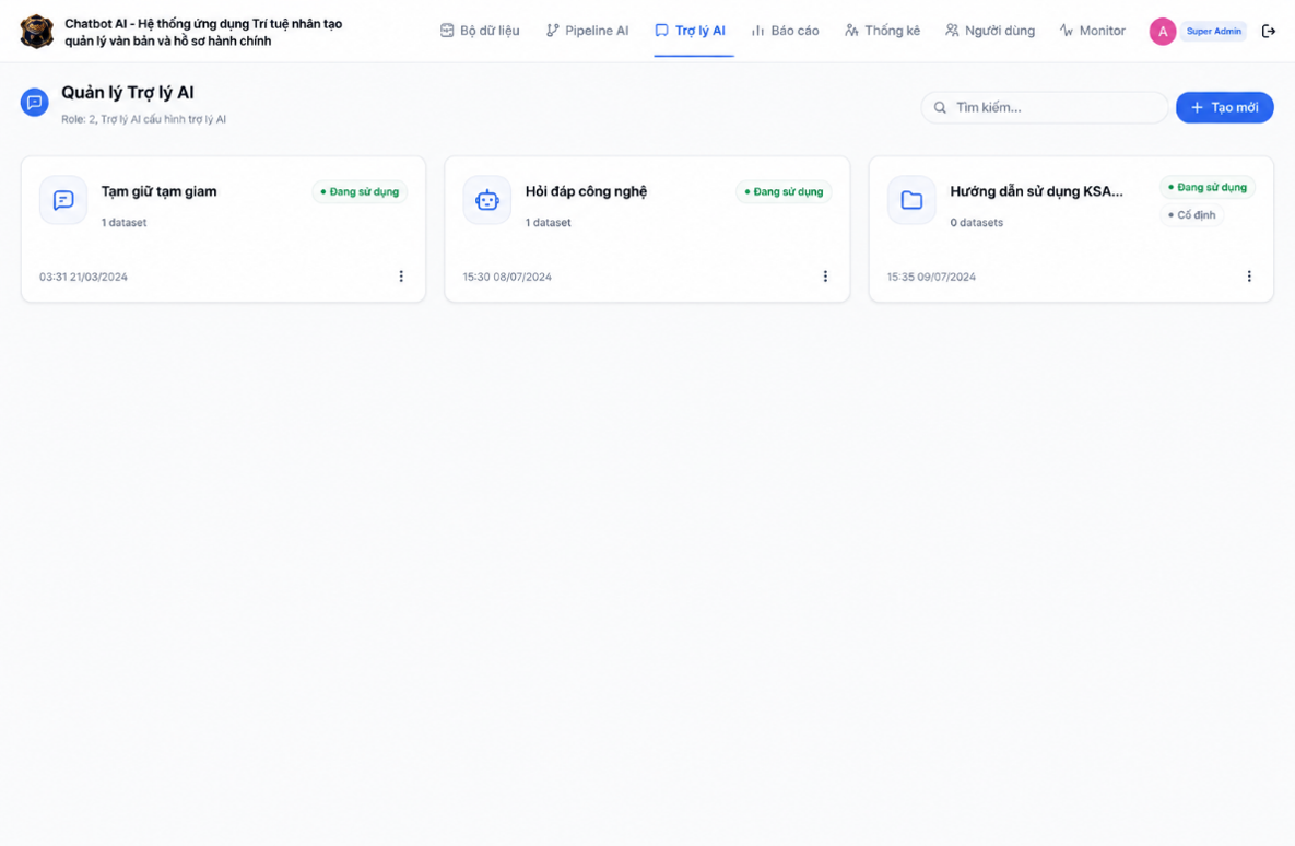 Chatbot AI - Hệ thống ứng dụng Trí tuệ nhân tạo quản lý văn bản và hồ sơ hành chính
